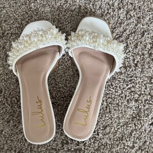 Lulu's Elegant White Pearl Sandals